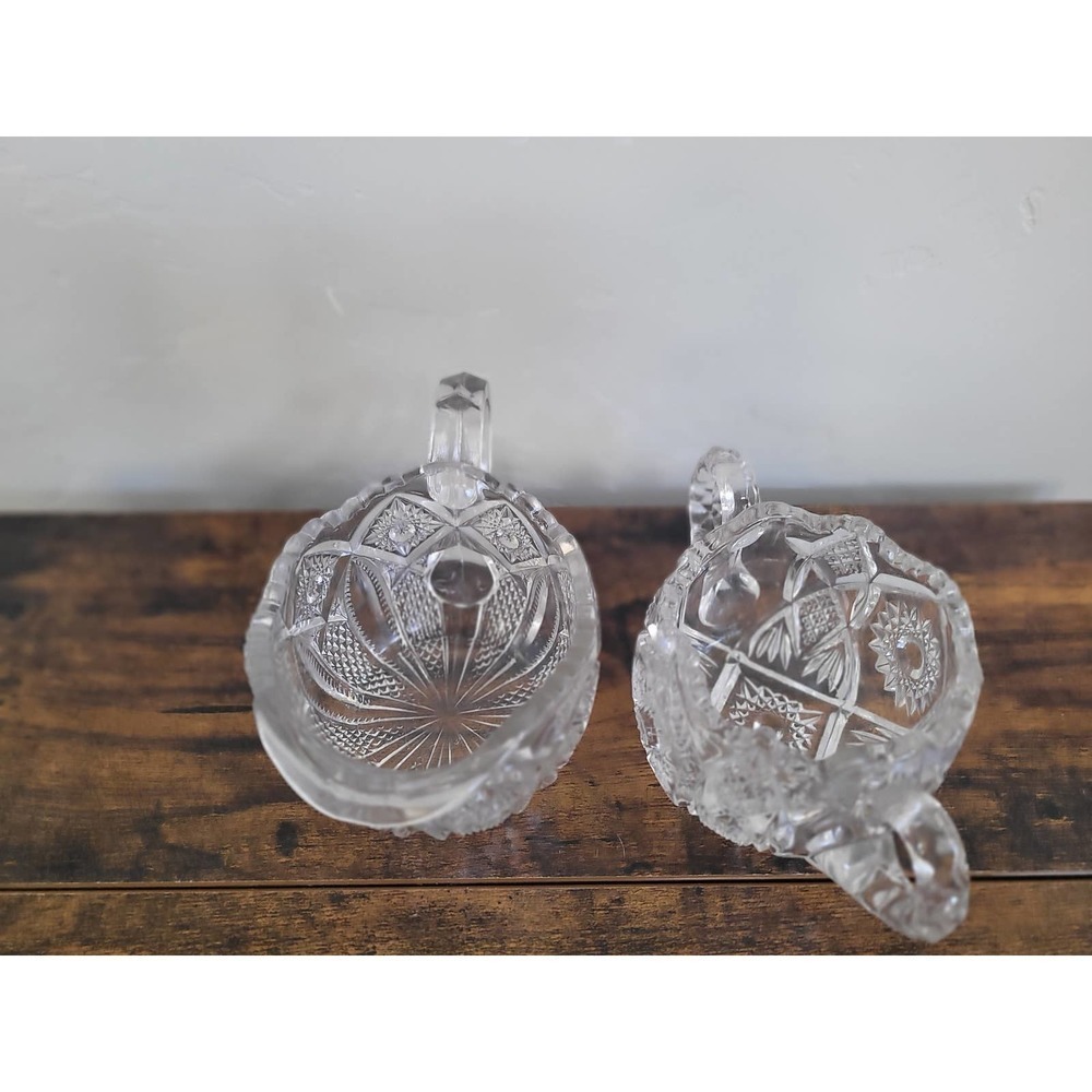 Crystal Cut Glass Creamer and Sugar Bowl | Vintage - Picture 9 of 11